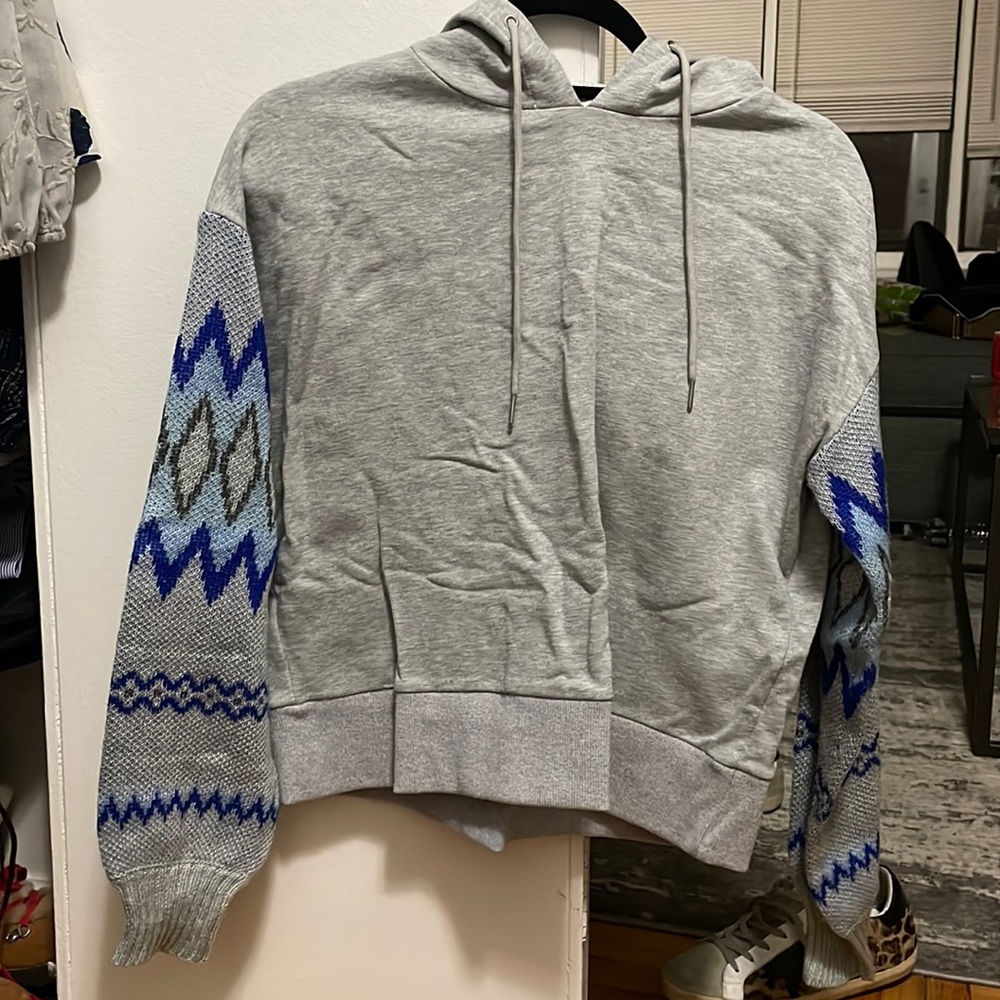 Grey sweatshirt with Chevron knot sleeves. Super cute. Size small. Anthropologie